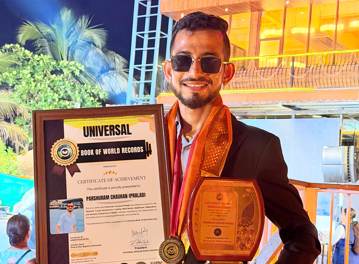 गोवामा नेपाली युवा उद्यमी परशुराम चौहानको विश्व कीर्तिमान, ‘युनिभर्सल बुक अफ वर्ल्ड रेकर्ड’बाट सम्मानित